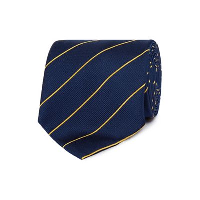 Navy fine striped silk tie